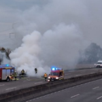 Autobrand und langer Stau auf A7